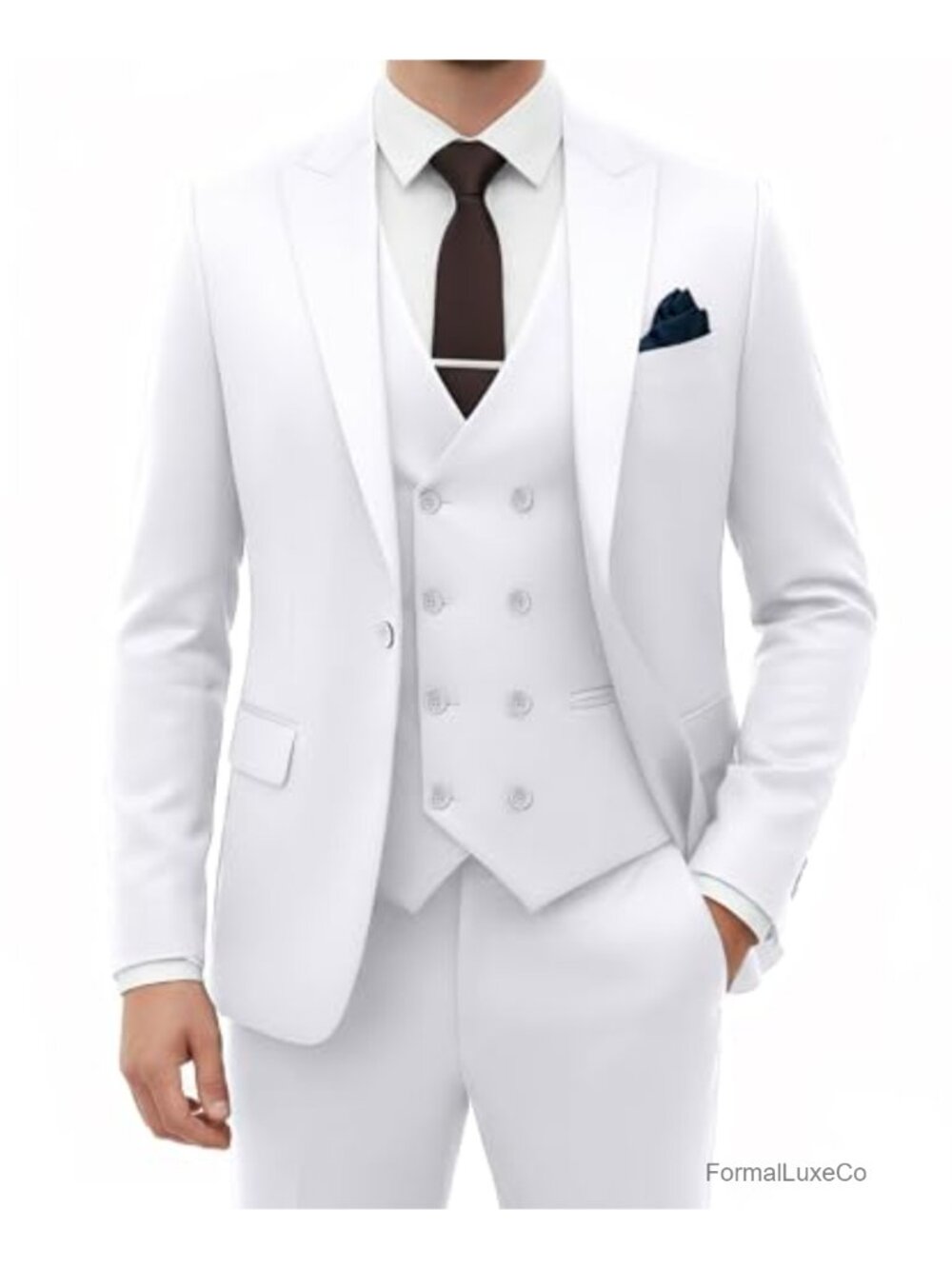 Men's 3 Piece Suit Set Slim Fit Tuxedo Wedding Groom Prom Business with Vest &